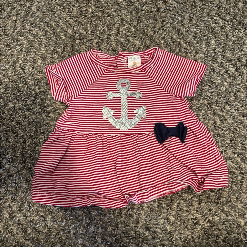 Starting Out 6 Months Red and White Striped Baby Outfit